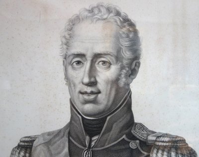 Royalist engraving - portrait of Charles X, King of France and Navarre, giltwood frame, 1820