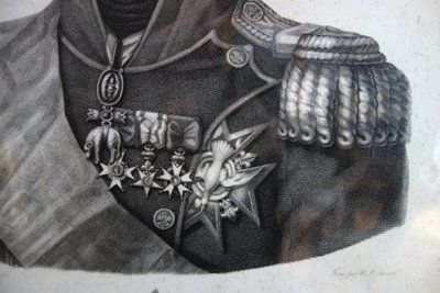 Royalist engraving - portrait of Charles X, King of France and Navarre, giltwood frame, 1820