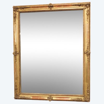 76 x 95 cm Miroir ancien rectangle restauration, feuille d'or et glace mercure