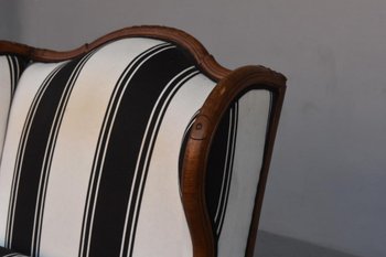 Pair Of Armchairs Bergère à Oreille Style Louis XV In Walnut