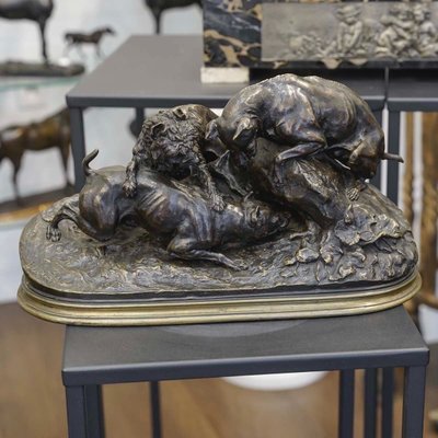Bronze Group "Dogs In The Terrier" , Pierre - Jules Mêne (1810-1879)