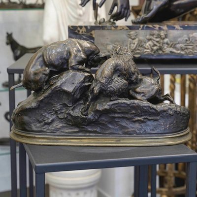 Bronze Group "Dogs In The Terrier" , Pierre - Jules Mêne (1810-1879)
