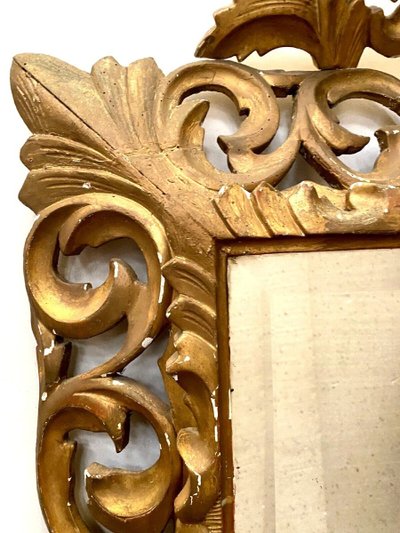 Miroir En Bois Doré A Sculpture Ajourée XIX Siècle