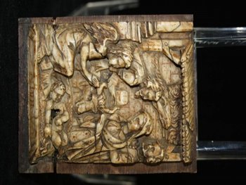 Basso rilievo in alabastro del XVII secolo Nascita di Cristo.