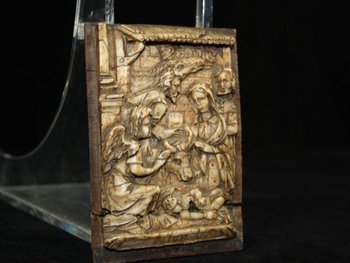 Basso rilievo in alabastro del XVII secolo Nascita di Cristo.