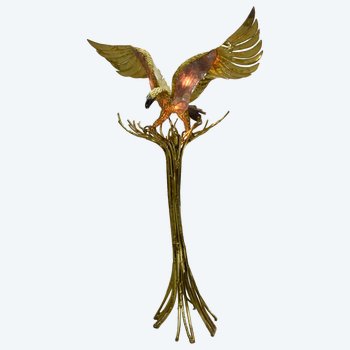 Richard And Isabelle Faure Eagle Floor Lamp In Brass And Quartz