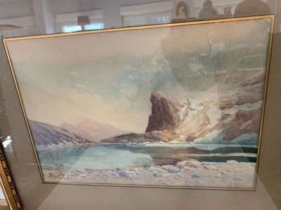 Framed Gouache "Mountain Landscape" XX Century