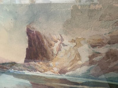 Framed Gouache "Mountain Landscape" XX Century