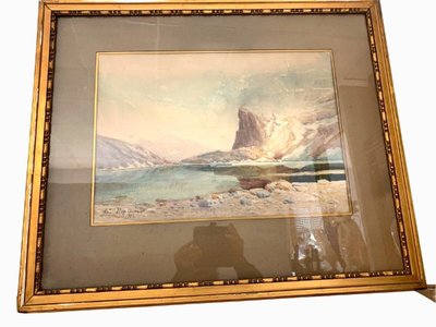 Framed Gouache "Mountain Landscape" XX Century