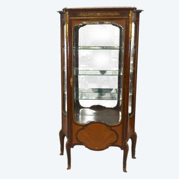 Vitrine époque Napoléon III Marquetée Aux Bronzes Dorés