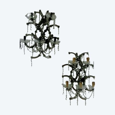 Grande coppia di appliques Marie Thérèse a cinque bracci di luce XX secolo