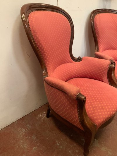 Paire De Fauteuils Louis Philippe En Acajou XIX Siècle