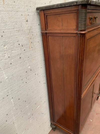 Sekretär Ludwig XVI Mahagoni Oberseite Grau geäderten Marmor XIX Jahrhundert