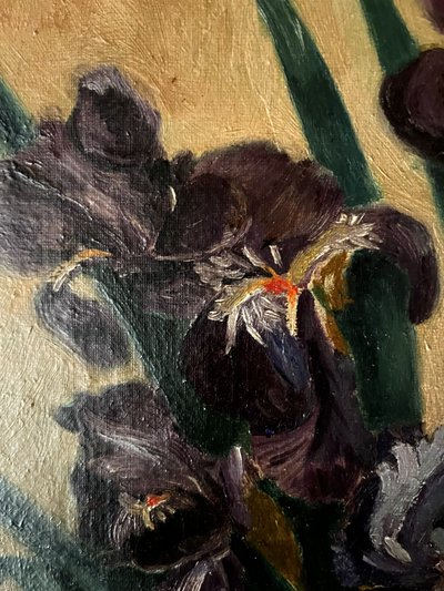 les Iris, Öl auf Leinwand von Chaminand.