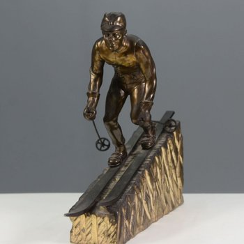 Sportsman's Rule To The Skier Ski Trophy 30's art deco