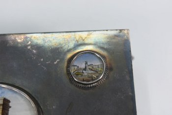 Zigarrenkiste Metall Versilbert Medaillons Paris Painted XIX.