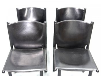 Set Of Four 1980's Leather Chairs Cassina Edition