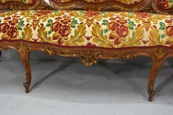Bench Louis XV style Tapestry And Mirror late 19th century