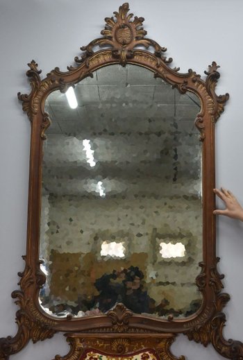 Bench Louis XV style Tapestry And Mirror late 19th century