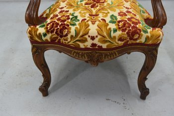 Pair Of Armchairs Walnut Carved Style Louis XV Late 19th century