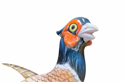 Couple de faisans en céramique polychrome – Belgique, attribué à Boch La Louvière