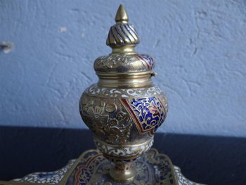 Calamaio in bronzo e cloisonné di Parigi Napoleone III