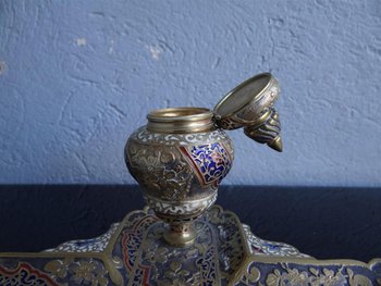 Calamaio in bronzo e cloisonné di Parigi Napoleone III