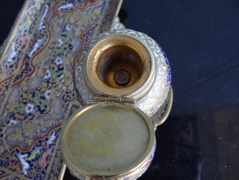 Calamaio in bronzo e cloisonné di Parigi Napoleone III