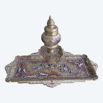 Calamaio in bronzo e cloisonné di Parigi Napoleone III