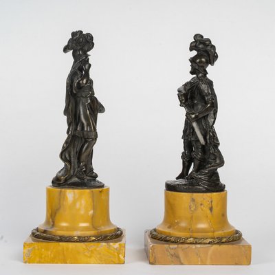 Ein Paar Statuetten aus patinierter Bronze, die Mars und Minerva darstellen, Italien, 18.