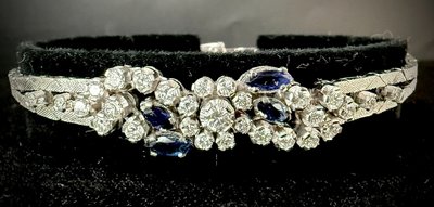 Bracelet or blanc serti de saphirs et brillants