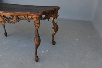 Small Italian Lady's Desk With Gargoyles In Gilded Wood 19th Century