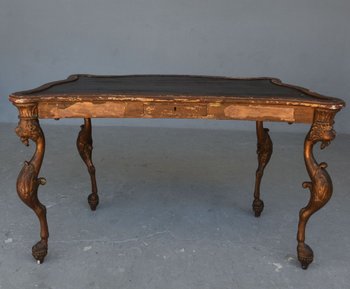Small Italian Lady's Desk With Gargoyles In Gilded Wood 19th Century