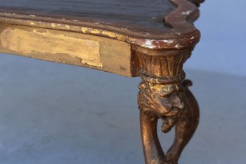 Small Italian Lady's Desk With Gargoyles In Gilded Wood 19th Century