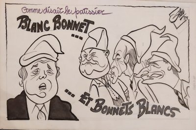 SIRO - 3 Original drawings - Marchais - Mitterand - Bonnet