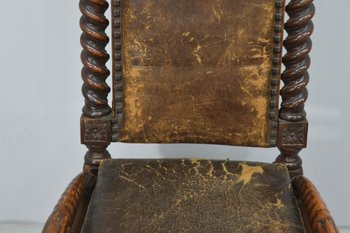 Rare Series Of 6 Walnut Armchairs Of Renaissance Style XIXth