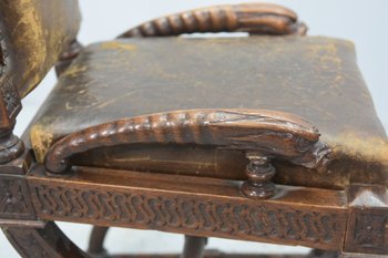 Rare Series Of 6 Walnut Armchairs Of Renaissance Style XIXth