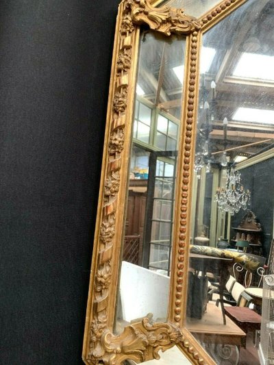 Specchio a pannelli chiusi in legno e stucco dorato, specchio Napoleone III, XIX secolo