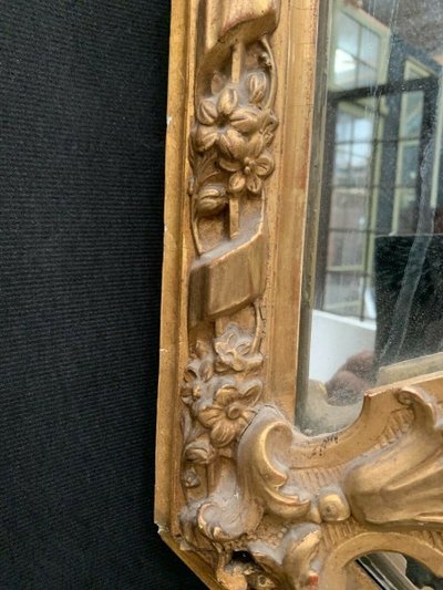Specchio a pannelli chiusi in legno e stucco dorato, specchio Napoleone III, XIX secolo