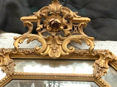 Specchio a pannelli chiusi in legno e stucco dorato, specchio Napoleone III, XIX secolo