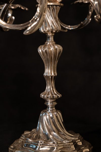 Large silvered bronze candelabra