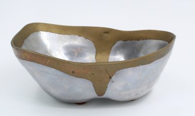 David Marshall Aluminum/Brass Trinket Tray, Spain, circa 1980, Brutalist