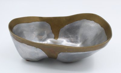 David Marshall Aluminum/Brass Trinket Tray, Spain, circa 1980, Brutalist