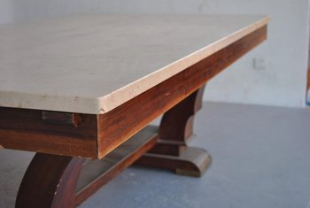 Art Deco Dining Table Rosewood Travertine Top