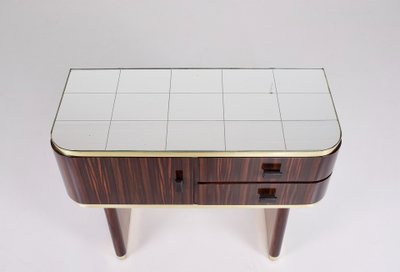 Tavolino laterale in ebano macassar specchiato piccolo