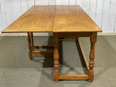 Large 1980s console table in light mahogany, foldable