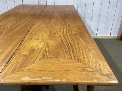 Large 1980s console table in light mahogany, foldable