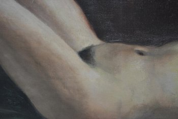 Painting Signed Hilgers 1930 Olympia Nude Art Deco