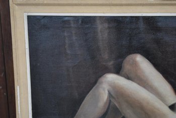 Painting Signed Hilgers 1930 Olympia Nude Art Deco