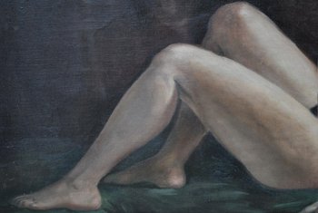 Painting Signed Hilgers 1930 Olympia Nude Art Deco